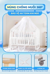 Nôi cũi CHILUX PEACE WHITE  đa năng 6 chế độ cho bé sơ sinh đến 12 tuổi