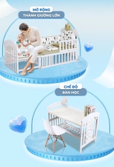 Nôi cũi CHILUX PEACE WHITE  đa năng 6 chế độ cho bé sơ sinh đến 12 tuổi