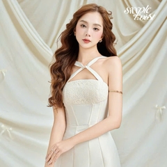 Đầm Cúp Ngực Cổ Yếm Phối Ren Thương Hiệu Simple Twist