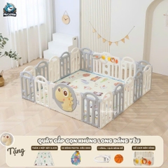 Quây Cũi Nhựa Gấp Gọn Khủng Long Cho Bé Kích Thước 1m5x1m9