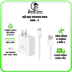 Bộ cốc cáp sạc nhanh 80W USB - C cho các dòng 0P0 có hỗ trợ sạc nhanh phụ kiện sạc điện thoại Phone