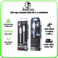 Cáp sạc nhanh 30w PD- WK WDC 29  Dây Silicone Siêu Bền - 1m phụ kiện sạc điện thoại Phone Usb C Type C - lP