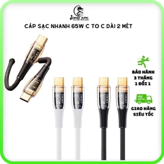 Cáp sạc nhanh dài 2 mét dây dù có 2 loại cổng C - L cho lP và C to C 65W - 20W PD phụ kiện sạc điện thoại Phone Usb C