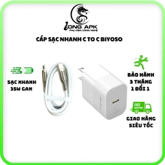 Bộ sạc nhanh BIYOSO 35W GaN  C - C gồm cốc và cáp dùng sạc điện thoại các dòng Phụ Kiện