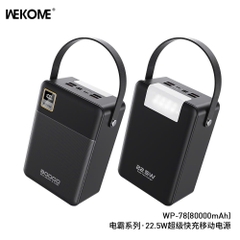Pin sạc dự phòng Wekome WP 78 - 80.000 mah sạc nhanh 22.5w - 20w PD sạc điện thoại có đèn pin và đèn led hiển thị pin phụ kiện Pin Dự Phòng đa năng dung lượng lớn
