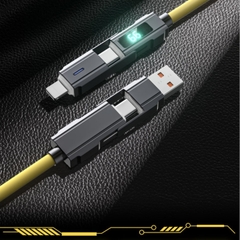 Cáp sạc nhanh 4 in 1 dây silicon 66w dài 1 mét có đèn màn hình LED hiển thị