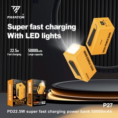 Pin sạc dự phòng PHANTOM P27 - 50000 mah sạc nhanh 22.5w - 20w PD