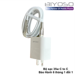 Bộ sạc nhanh BIYOSO 35W GaN  C - C gồm cốc và cáp dùng sạc điện thoại các dòng Phụ Kiện