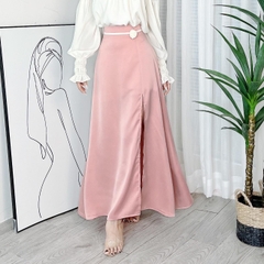 Chân Váy Trơn Nữ Form Xòe A Xẻ Tà Chất Lụa Vân Gỗ Đi Tiệc Đi Làm MIMIX - DE3