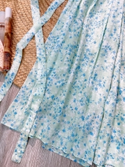 Set Bộ Hoa Nữ Áo Đắp Chéo Cổ Viền Bèo Mix Quần Dáng Dài Đi Biển MIMIX - FK6