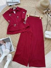 EW7 - Embroidered Shirt Pants Set