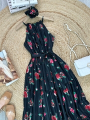 Đầm Maxi Yếm Bo Chun Eo Vải Tơ Mặc Đi Biển Đi Tiệc Mimix - FF6