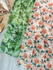 Váy Maxi Hoa Dáng Dài Cổ Viền Hoa Chất Tơ Pha Lê Đi Tiệc Đi Biển MIMIX - FF5