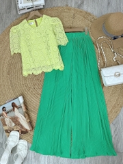 Áo Nữ Ren Phối Quần Dập Ly Dáng Suông Đi Biển Đi Du Lịch MIMIX - DD0