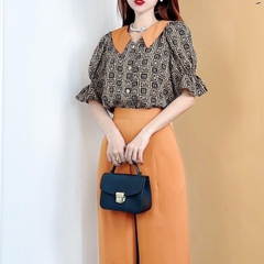Áo Sơ Mi Họa Tiết Tay Bo Cổ Lật Chất Mango RT Lụa Mịn 3 Màu Công Sở MIMIX - CN3