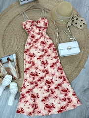 Đầm 2 Dây Hoa Dập Ly Lượn Sóng Kèm Xoắn Trước Chất Mango Dập Ly Sóng Đi Biển MIMIX - EA0