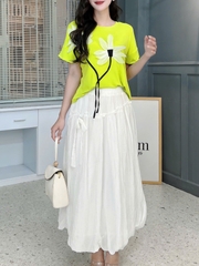 Áo Thun Nữ Cổ Tròn Đính Hoa 4 Màu Basic Chất Borip QC Đi Biển MIMIX - EH3