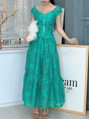 Set Váy Nữ Áo Lưng Bo Thun Mix Chân Váy Hoa Dáng Dài Chất Linen Ướt Đi Biển MIMIX - EW8