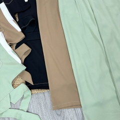 Set Bộ Trơn Áo Sát Nách Viền Trắng Mix Quần Dáng Dài Chất Lụa Trượt Chéo Đi Làm MIMIX - FC4