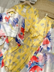 Set Váy Hoa Áo Đắp Chéo Mix Chân Váy Dáng Dài Xòe Đi Biển MIMIX - FC6