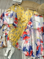 Set Váy Hoa Áo Đắp Chéo Mix Chân Váy Dáng Dài Xòe Đi Biển MIMIX - FC6