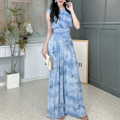Set Bộ Loang Áo Sát Nách Phối Dây Eo Mix Quần Dài Chất Đũi Linen Đi Tiệc Đi Dạo Phố MIMIX - FD0