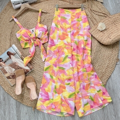 Set Bộ Áo Cúp 2 Dây Mix Quần Dáng Dài Chất Lụa Mango Đi Biển MIMIX - FD5