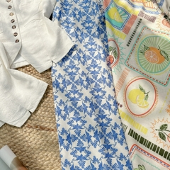 Set Bộ Thêu Áo Gile Mix Chân Váy Họa Tiết Chất Linen Đi Biển MIMIX - FE5