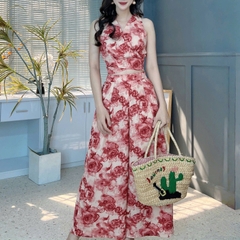 Set Bộ Lụa Mango Áo Đắp Chéo Mix Quần Dáng Dài Đi Du Lịch MIMIX - FE6