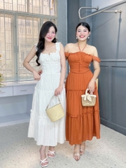 Set Bộ Váy Mix Áo 2 Dây Bản To Dáng Dài Xòe Chất Cotton Đi Du Lịch MIMIX - FF1