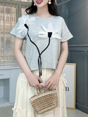 Chân Váy Nữ Trơn Tầng Đính Nơ Chất Tơ Cotton Đi Du Lịch MIMIX - FG6