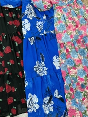 Đầm Maxi Hoa Eo Xếp Ly Tay Bí Dáng Dài Xòe Chất Voan Hàn Đi Biển Đi Tiệc MIMIX - FH4