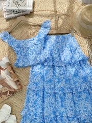 Set Bộ Nữ Áo Smocking Eo Mix Chân Váy Dáng Dài Xòe Hoạ Tiết Hoa Chất Tơ IC Đi Biển MIMIX - FI2