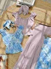 Set Váy Nữ Áo Sát Nách Phối Nút Mix Chân Váy Tầng Dáng Dài Chất Linen Tưng MIMIX - FJ6