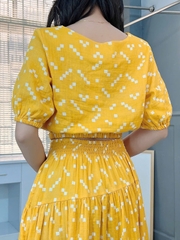 Set Váy Nữ Áo Croptop Cổ Tròn Bo Eo Mix Chân Váy Dáng Dài Xòe 3 Màu Đi Biển Đi Tiệc MIMIX - FJ9