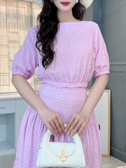 Set Váy Nữ Áo Croptop Cổ Tròn Bo Eo Mix Chân Váy Dáng Dài Xòe 3 Màu Đi Biển Đi Tiệc MIMIX - FJ9