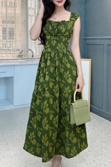 Đầm Midi Hoa Nhún Ngực Dáng Dài Chất Tằm Thun Dệt 3D Đi Biển MIMIX - FK2