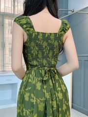 Đầm Midi Hoa Nhún Ngực Dáng Dài Chất Tằm Thun Dệt 3D Đi Biển MIMIX - FK2