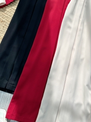 Set Vest Nữ Áo Cổ Tròn Tay Ngắn Nút Đính Hoa Hồng Mix Quần Xếp Ly Dáng Dài MIMIX - FK8