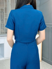 Set Bộ Nữ Áo Croptop Cổ Vest Tà Lệch Mix Quần Dáng Dài Chất Cát Hàn Công Sở MIMIX - FL3