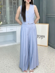 Set Bộ Gile Áo Sát Nách Cổ V Mix Quần Xếp Ly Dáng Dài Chất Chéo Hàn Công Sở MIMIX - FL5