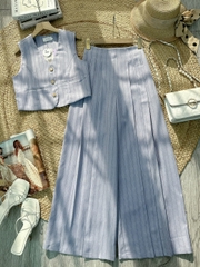 Set Bộ Gile Áo Sát Nách Cổ V Mix Quần Xếp Ly Dáng Dài Chất Chéo Hàn Công Sở MIMIX - FL5