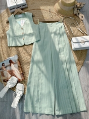 Set Bộ Gile Áo Sát Nách Cổ V Mix Quần Xếp Ly Dáng Dài Chất Chéo Hàn Công Sở MIMIX - FL5