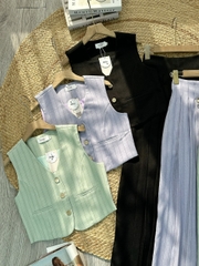 Set Bộ Gile Áo Sát Nách Cổ V Mix Quần Xếp Ly Dáng Dài Chất Chéo Hàn Công Sở MIMIX - FL5