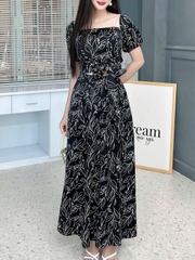 Set Áo Tay Bí Cổ Vuông Đắp Chéo Lưng Mix Quần Dáng Dài Chất Lụa Mango Đi Du Lịch MIMIX - FM1