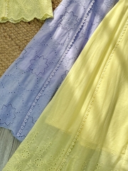 Set Váy Nữ Áo Nơ Mix Chân Váy Viền Ren Dọc Chất Boi Thêu Đi Du Lịch MIMIX - FM7