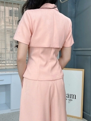 Set Áo Vest Cổ Hoa Mix Quần Dáng Dài Chất Chéo Hàn Công Sở MIMIX - FM8