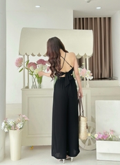 Set Bộ Nữ Áo Yếm Lưng Chéo Mix Quần Hoa Dáng Dài Chất Châu Tol Đi Biển Đi Tiệc MIMIX - EC5