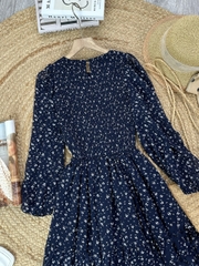 Váy Maxi Hoa Tay Dài Smocking Thân Dáng Dài Chất Tơ Đi Du Lịch MIMIX - FD9