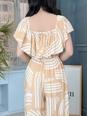 Set Bộ Nữ Áo Croptop Bèo Mix Quần Ống Rộng Dáng Dài Chất Tol Thái Đi Du Lịch MIMIX - FG2